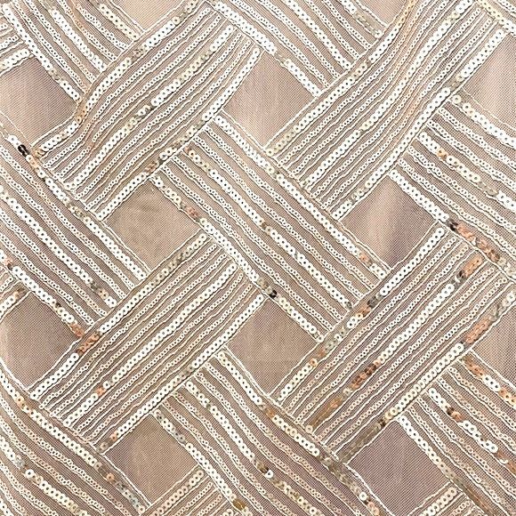 Eliza J Lattice Pattern Sequin Sheath Dress Rose Gold Taupe Women’s Size 6 - Picture 11 of 16